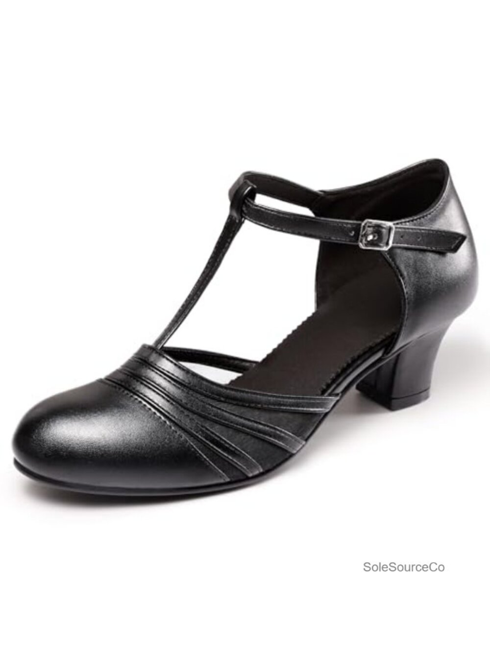 Women's Ballroom Latin Dance Shoes 1.55 Inch Block Heels Faux Leather Ankle